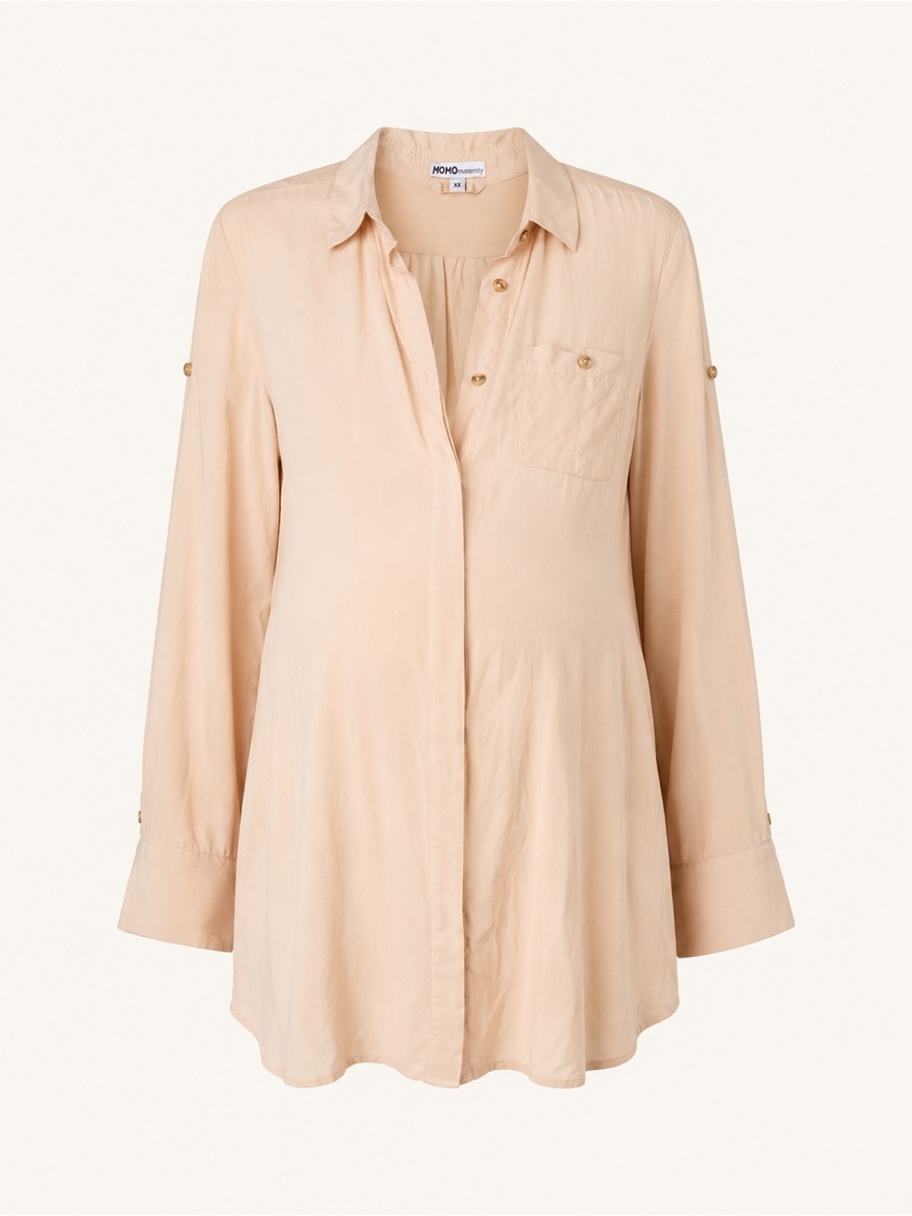 MOMO Maternity 100% Silk Blush Button-Front Blouse